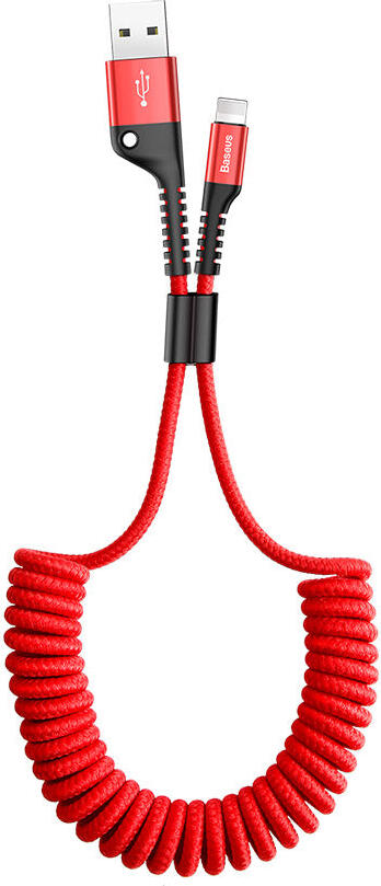 Baseus Fish Eye USB-C Spring Cable, USB-A to USB-C Coiled Braided Cable, 2A Fast Charging, 480 Mbps Data Transfer, 1m Tangle-Free Car Charging Cable
