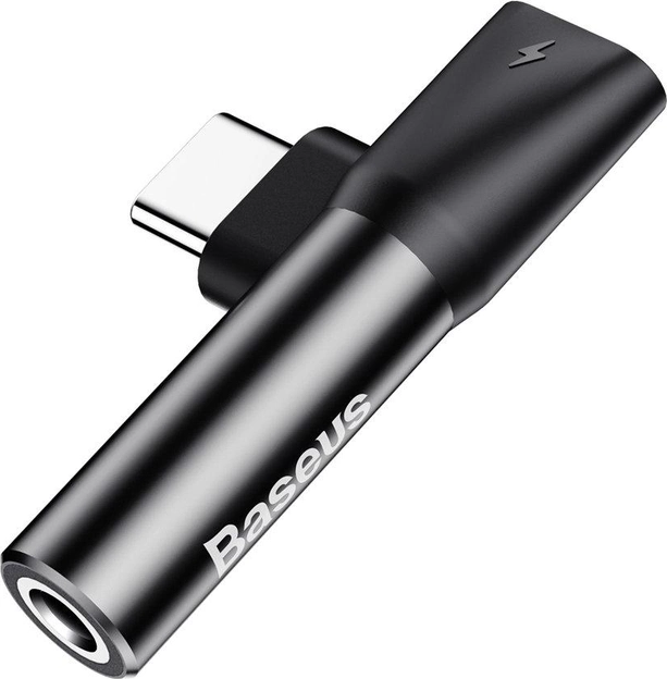 Adaptor AUX BASEUS L41 Type-C masculin către Type-C/AUX(3.5) (Negru)