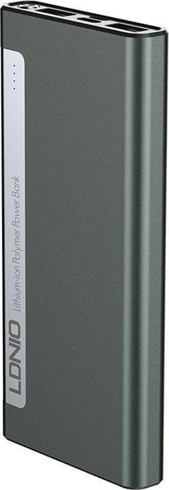 Power Bank Ldnio PQ1019 10000mAh 15W Ultra-Slim, Incarcator Portabil cu porturi USB-C, Micro-USB, 2x USB-A si 4 indicatori LED, Gri