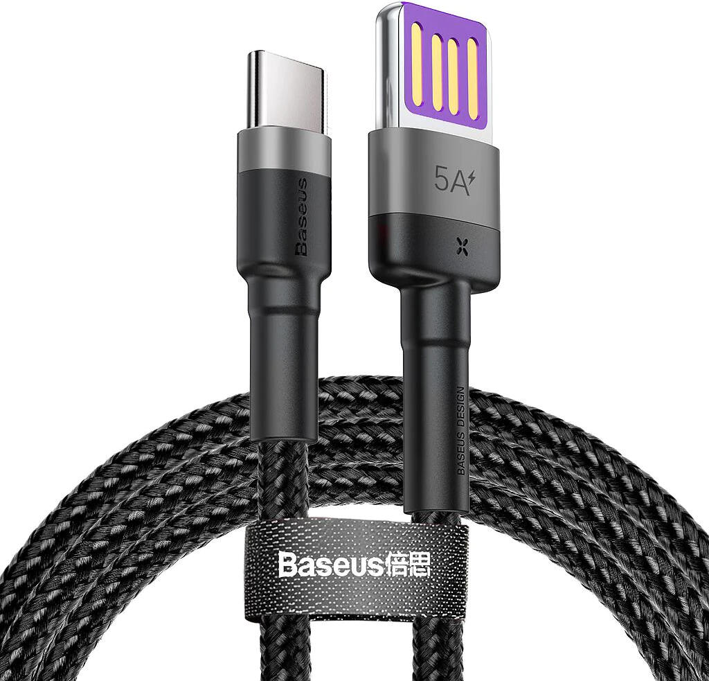 Baseus Cafule HW USB-A to USB-C Cable CATKLF-PG1, 40W 5A Fast Charging, Braided 1m Data Sync Cable for Huawei Supercharge
