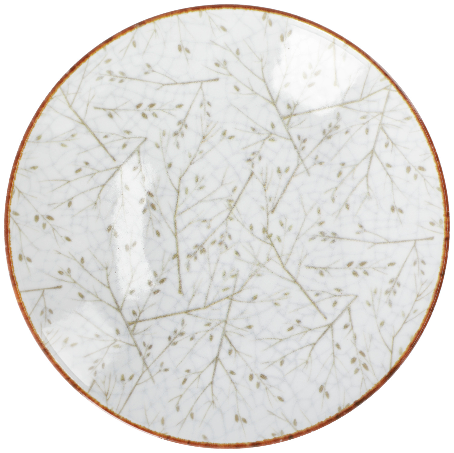 VEGA Eden Deep Plate, Hard Porcelain Round Soup Bowl, 30 cm, 1700 ml, 5.5 cm Height, Digital Leaf Pattern, White/Beige, Dishwasher and Microwave Safe, Chip and Scratch Resistant