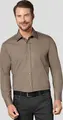 Jobeline Marc Men's Long Sleeve Shirt, 100% Cotton, Kent Collar, Patch Breast Pocket with Pen Slot, Straight Cut, Extra Long Back, Taupe