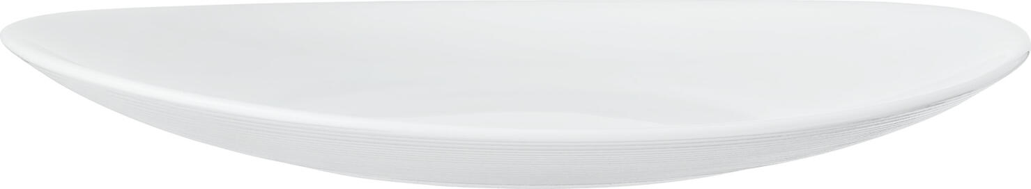 Bormioli Rocco Prometeo Oval Flat Plate, Tempered Glass, White, 22 x 19.5 x 2.6 cm, Stackable, Microwave and Dishwasher Safe, Grooved Edges