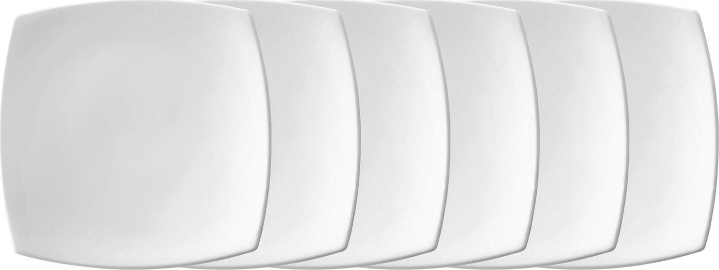 VEGA Bali Square Flat Plate, White Porcelain, 24 x 24 x 1.6 cm, Dishwasher and Microwave Safe