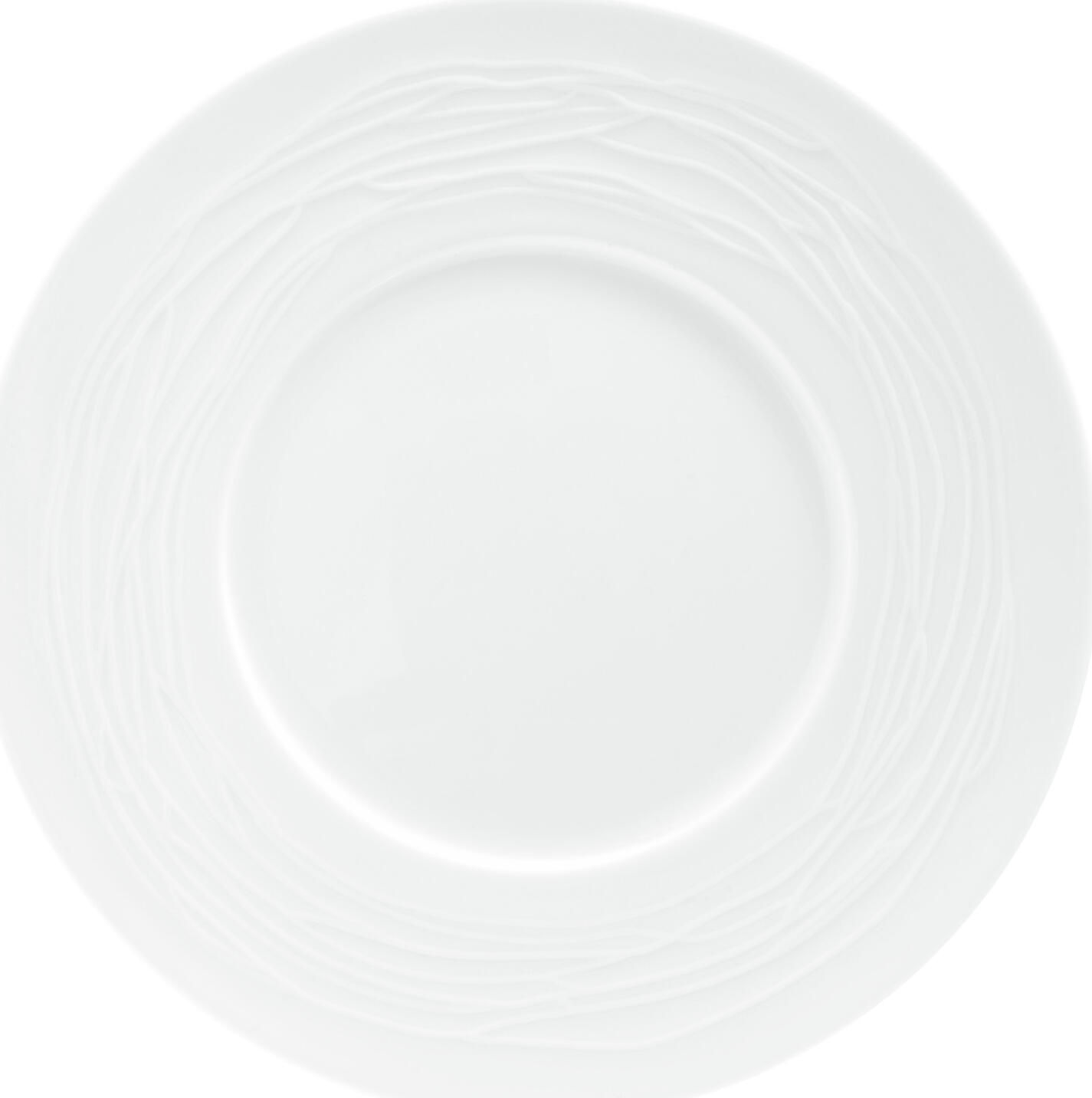 VEGA Taifun Porcelain Flat Plate, 23 cm, 6 pcs, White with Extravagant Relief Rim Pattern, Dishwasher and Microwave Safe