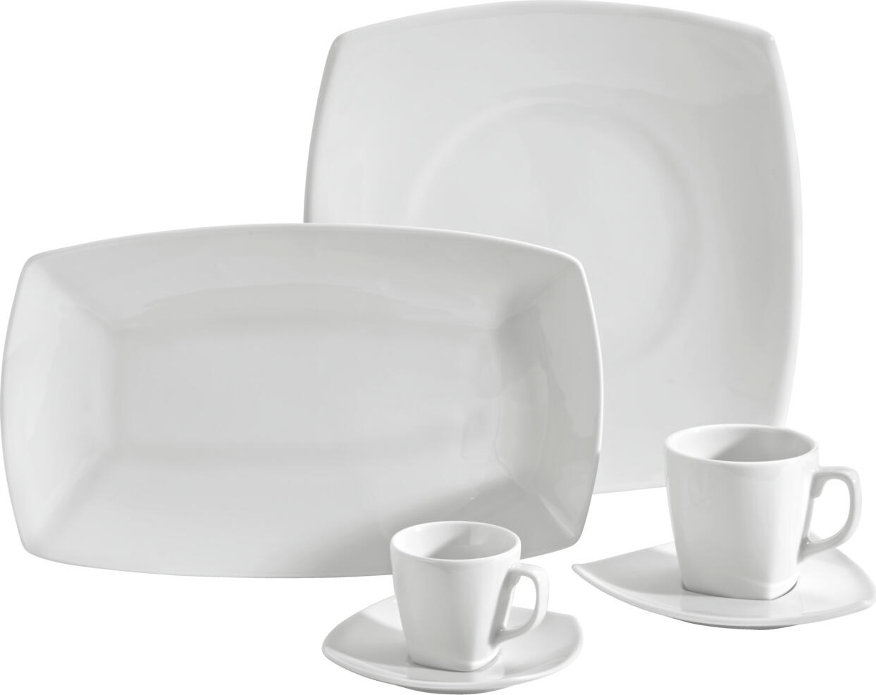 VEGA Bali Square Flat Plate, White Porcelain, 19 x 19 x 0.9 cm, Dishwasher and Microwave Safe