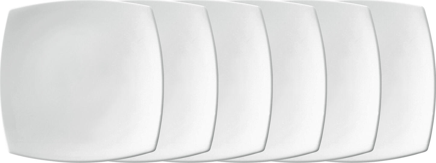 VEGA Bali Square Flat Plate, White Porcelain, 19 x 19 x 0.9 cm, Dishwasher and Microwave Safe