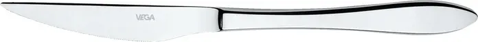 VEGA Salerno Pizza and Steak Knife, Chrome Stainless Steel 13/0, Mirror Polished, Serrated Edge, 22.5 cm, Silver