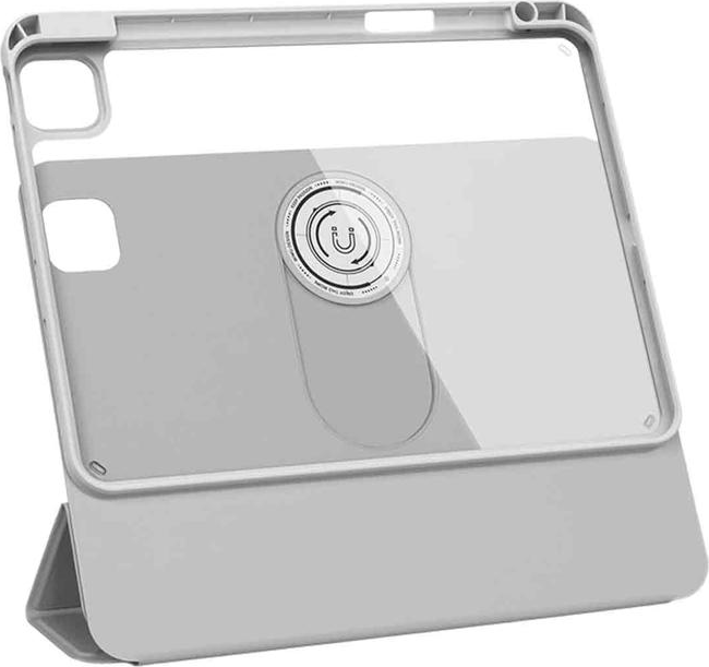 Husa WiWu 360 Rotation Magnetic pentru iPad Pro 13 (2024), Gri, Protectie Impact PC si TPU Transparent, Copertina Magnetica Pliabila cu Suport Apple Pencil