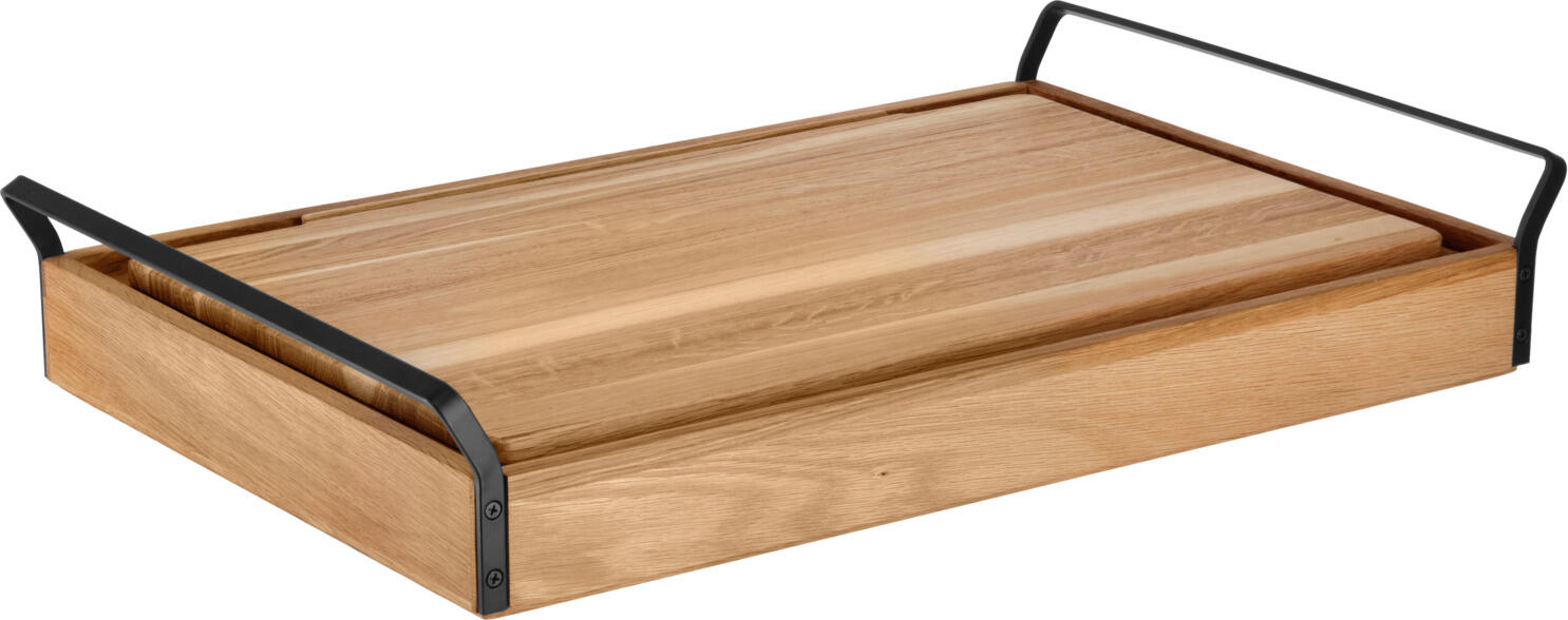 VEGA Cheese Board GN 1/1, Oak Wood Serving Platter, 53 x 34 x 2.5 cm, Compatible with 6 cm Base Containers