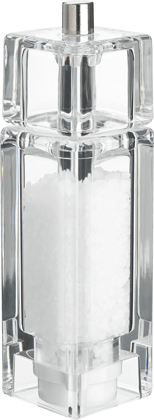 VEGA LUSINI Solutions GmbH Salt mill Walker angular Salzmühle Walker eckig Salt mill Walker angular; 4.5x16.5x4.5 cm (WxHxD); transparent Salzmühle Walker eckig; 4.5x16.5x4.5 cm (BxHxT); transparent Salt mill made of transparent acrylic glass with robust ceramic grinder. Uncomplicated filling. Matching pepper mill available in the same design. Delivery without contents. Durable. Salzmühle aus transparentem Acrylglas mit robustem Keramik-Mahlwerk. Unkomplizierte Befüllung. Passende Pfeffermühle im gleichen Design erhältlich. Lieferung ohne Inhalt. Langlebig.