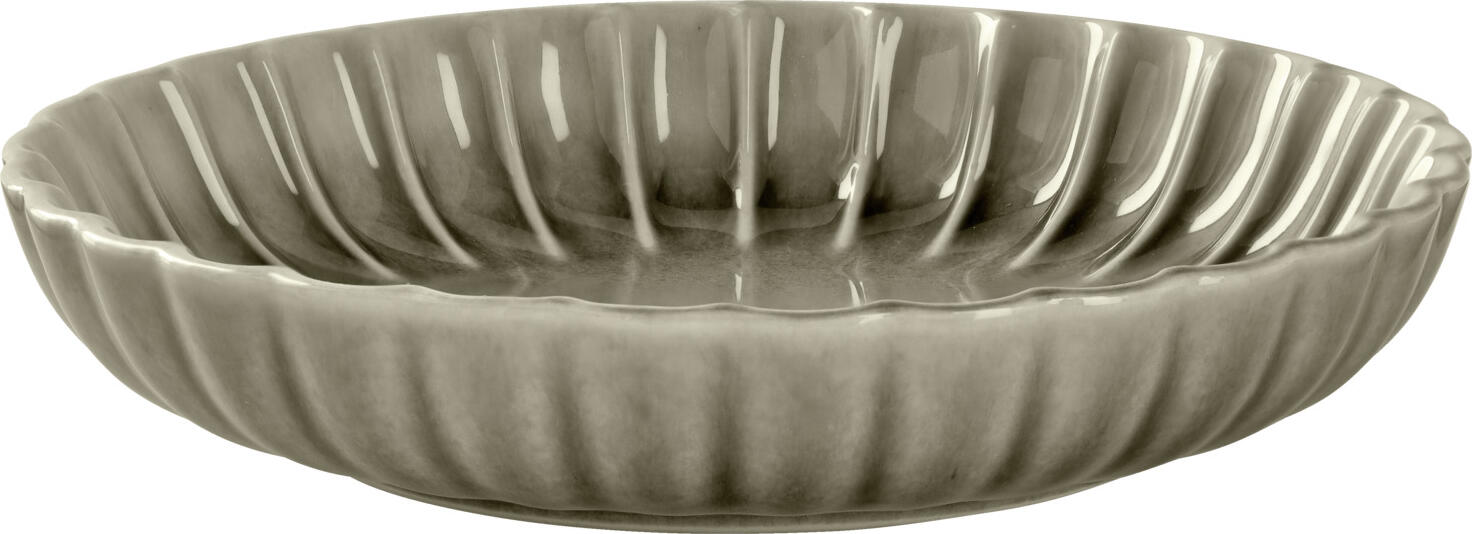 VEGA Flora Deep Plate, 23 cm Porcelain Pasta Bowl with Floral Relief, Grey, Dishwasher and Microwave Safe, 300 ml