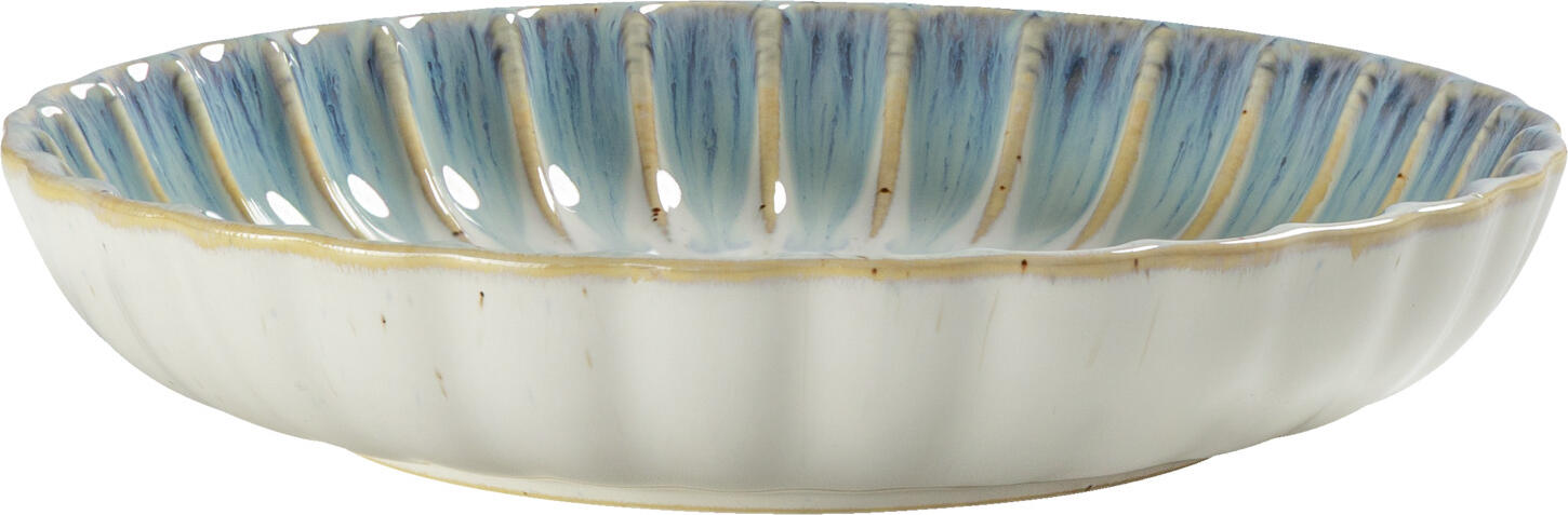 VEGA Flora Porcelain Deep Plate, 23 cm Diameter, 300 ml Capacity, Floral Relief Design, Blue/Beige, Dishwasher and Microwave Safe