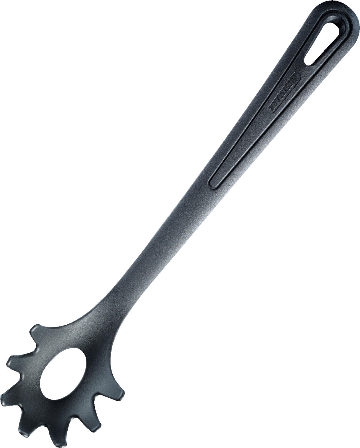 Westmark Westmark GmbH Spaghetti/serving spoon Gentle Spaghetti-/Servierlöffel Gentle Spaghetti/serving spoon Gentle; 30x6.5 cm (LxW); black; 2 piece / pack Spaghetti-/Servierlöffel Gentle; 30x6.5 cm (LxB); schwarz; 2 Stück / Pack Spaghetti/serving spoon made of high quality polyamide. Ideal for use in coated cookware. Heat resistant up to max. 210 °C. Suitable for dishwasher. Spaghetti-/Servierlöffel aus hochwertigem Polyamid. Ideal geeignet für den Einsatz in beschichtetem Kochgeschirr. Hitzebeständig bis max. 210 °C. Spülmaschinengeeignet.