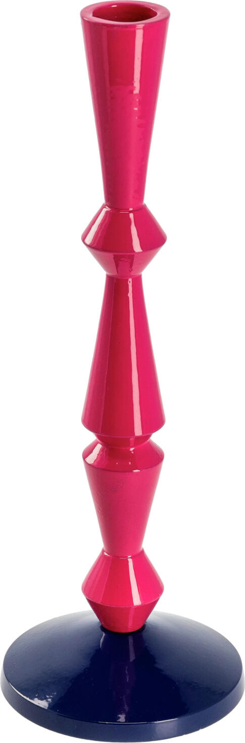 unknown LUSINI Solutions GmbH Candle holder Andris Spitzkerzenhalter Andris Candle holder Andris; 9.5x25 cm (ØxH); pink/dark-blue Spitzkerzenhalter Andris; 9.5x25 cm (ØxH); pink/dunkelblau Two-tone candle holder made of lacquered wood. Zweifarbiger Spitzkerzenhalter aus lackiertem Holz.