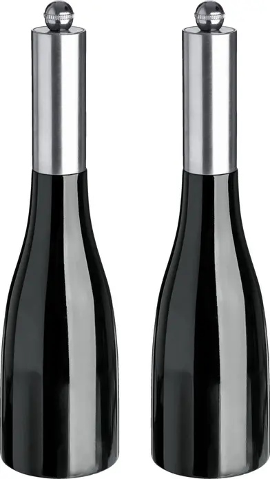 VEGA Nutima Salt and Pepper Mill Set, Lacquered Wood and Stainless Steel, Black, Ceramic and Carbon Steel Grinders, with S and P Markings
