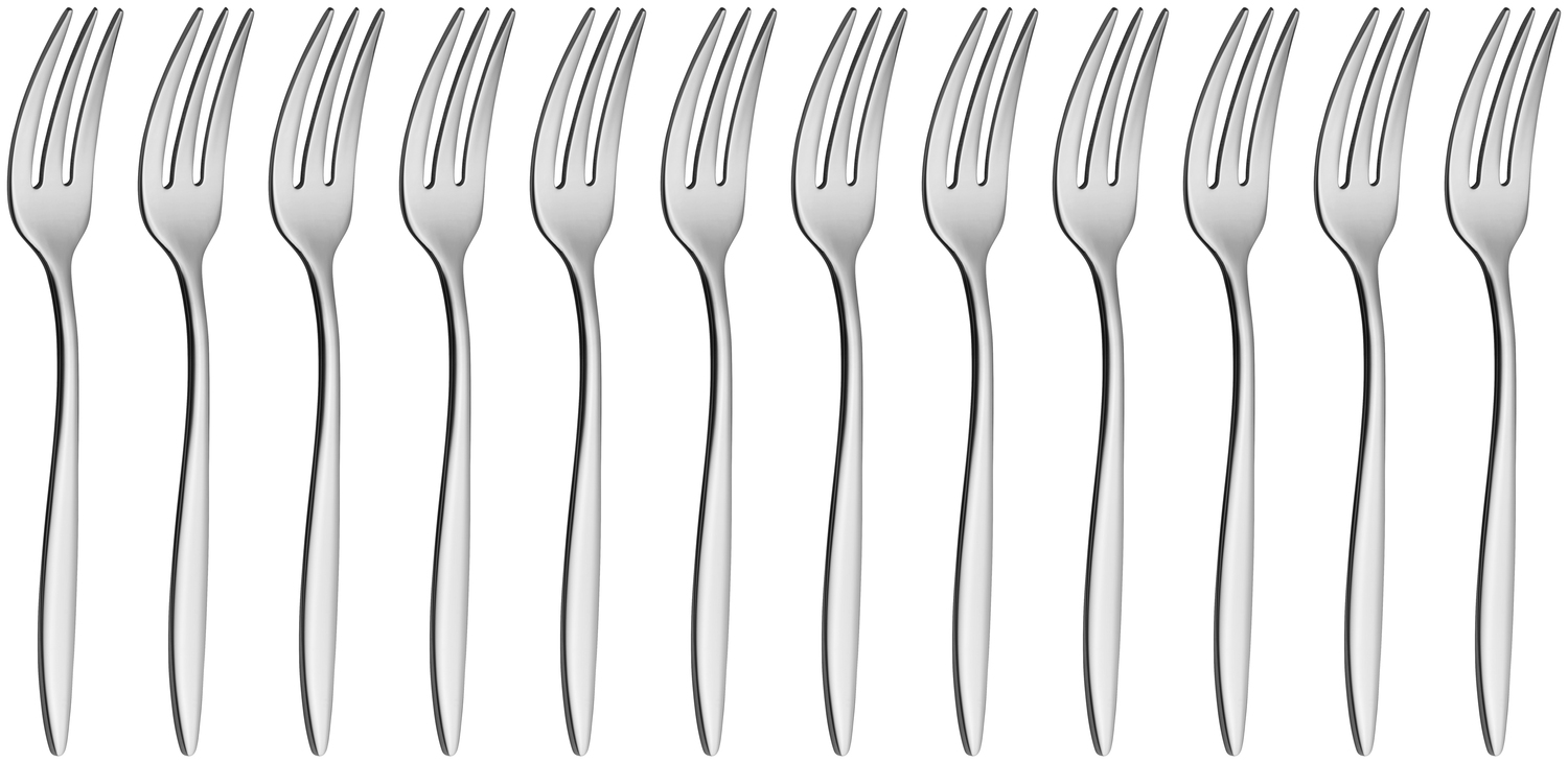 VEGA Sydney Cake Fork, 18/10 Chrome-Nickel Stainless Steel, Mirror Polished, Slim Round Handle, Gastronomy Grade, 14.6 cm, Silver