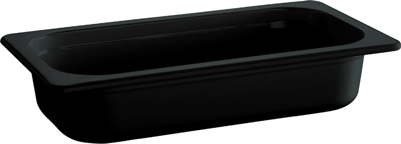 APS Assheuer + Pott GmbH & Co. KG GN container Ecoline GN 1/3 GN-Behälter Ecoline GN 1/3 GN container Ecoline GN 1/3; size GN 1/3, 2 l, 32.5x17.5x6.5 cm (LxWxD); black GN-Behälter Ecoline GN 1/3; Größe GN 1/3, 2 l, 32.5x17.5x6.5 cm (LxBxT); schwarz Sturdy with stacking cam. The Ecoline GN containers impress with their high quality, various sizes and shapes and practical stacking lugs. Der GN Behälter ECOLINE GN 1/3 ist eine praktische Lösung für Buffet, Theke, Catering und professionelle Speisenausgabe. Gefertigt aus robustem Melamin eignet er sich für die übersichtliche Präsentation und Bereitstellung von Speisen. Das GN-System unterstützt effiziente Abläufe, während die pflegeleichte Ausführung den täglichen Einsatz erleichtert. * Material: Melamin * Für Buffet, Theke und Catering geeignet * Passend für das GN-System * Pflegeleicht und robust * Spülmaschinengeeignet * Stapelbar * Nicht mikrowellengeeignet * Keine direkte Hitze verwenden * Nicht für den Backofen geeignet