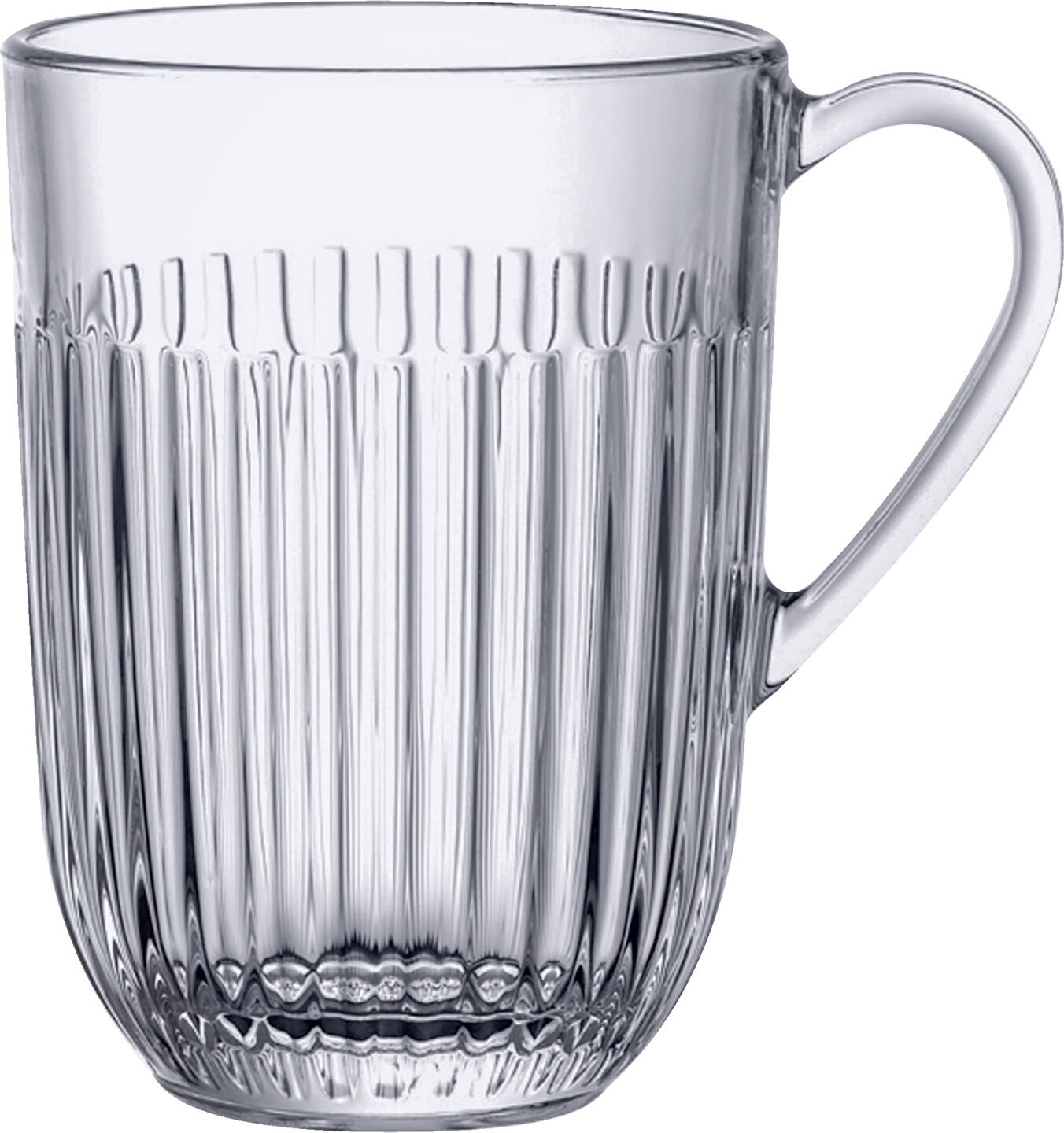 La Rochere Ouessant Glass Cup 400ml Transparent Soda-lime Pressed Glass Relief Design for Tea and Coffee