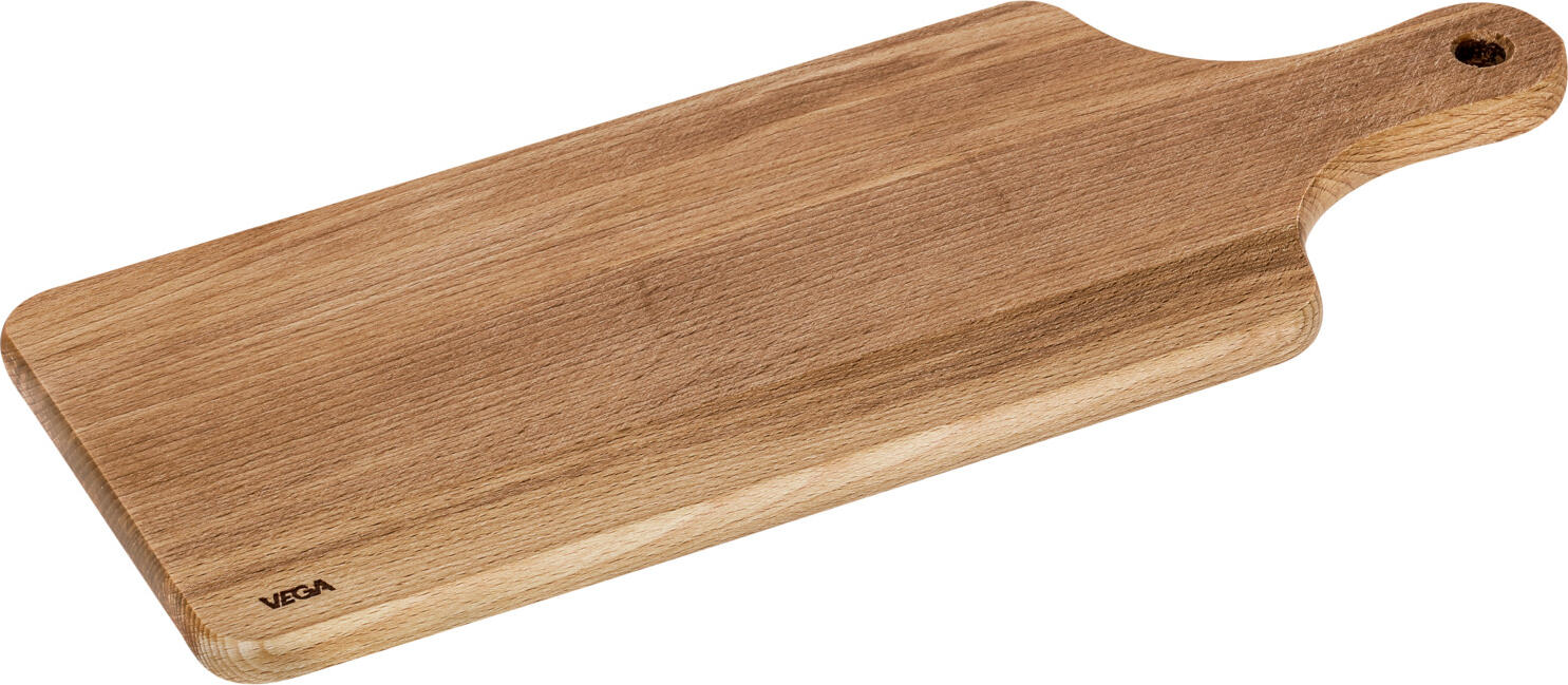 VEGA LUSINI Solutions GmbH Serving board Rusty rectangular Servierbrett Rusty rechteckig Serving board Rusty rectangular; 25.5x13.5x1.2 cm (LxWxH); beech; rectangular Servierbrett Rusty rechteckig; 25.5x13.5x1.2 cm (LxBxH); buche; rechteckig This high-quality serving board, made from oiled beech or acacia wood, impresses with its natural look and robust construction. The practical handle with a hanging hole ensures comfortable handling and space-saving storage. The wooden board is food-safe and is ideal for stylishly serving food, bread, cheese, antipasti or finger food. On request, the serving board can be individually engraved, making it an excellent gift idea for weddings, birthdays or corporate gifts. All dimensions refer to the board without the handle. Product details: * Serving board made from oiled beech or acacia wood * Practical handle with hanging hole * Food-safe * Can be personalised with an engraving * Not dishwasher-safe – hand washing recommended Dieses hochwertige Speisenbrett aus geöltem Buchen- oder Akazienholz überzeugt durch seine natürliche Optik und robuste Verarbeitung. Der praktische Griff mit Aufhängeloch sorgt für eine komfortable Handhabung und eine platzsparende Aufbewahrung. Das Holzbrett ist lebensmittelecht und eignet sich ideal zum stilvollen Servieren von Speisen, Brot, Käse, Antipasti oder Fingerfood. Auf Wunsch kann das Servierbrett individuell graviert werden und ist damit auch eine hervorragende Geschenkidee für Hochzeiten, Geburtstage oder Firmenpräsente. Alle Maßangaben beziehen sich auf das Brett ohne Griff. Produktdetails: * Speisenbrett aus geöltem Buchen- oder Akazienholz * Praktischer Griff mit Aufhängeloch * Lebensmittelecht * Individuell gravierbar * Nicht spülmaschinengeeignet – Handwäsche empfohlen