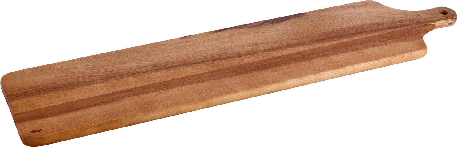 VEGA Rusty Rectangular Serving Board, Oiled Acacia Wood, 58 x 15.5 x 1.5 cm, Acacia Brown, with Handle and Hanging Hole, Food-Safe