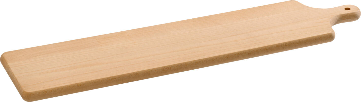 VEGA LUSINI Solutions GmbH Serving board Rusty rectangular Servierbrett Rusty rechteckig Serving board Rusty rectangular; 58x15.5x1.5 cm (LxWxH); beech; rectangular Servierbrett Rusty rechteckig; 58x15.5x1.5 cm (LxBxH); buche; rechteckig This high-quality serving board, made from oiled beech or acacia wood, impresses with its natural look and robust construction. The practical handle with a hanging hole ensures comfortable handling and space-saving storage. The wooden board is food-safe and is ideal for stylishly serving food, bread, cheese, antipasti or finger food. On request, the serving board can be individually engraved, making it an excellent gift idea for weddings, birthdays or corporate gifts. All dimensions refer to the board without the handle. Product details: * Serving board made from oiled beech or acacia wood * Practical handle with hanging hole * Food-safe * Can be personalised with an engraving * Not dishwasher-safe – hand washing recommended Dieses hochwertige Speisenbrett aus geöltem Buchen- oder Akazienholz überzeugt durch seine natürliche Optik und robuste Verarbeitung. Der praktische Griff mit Aufhängeloch sorgt für eine komfortable Handhabung und eine platzsparende Aufbewahrung. Das Holzbrett ist lebensmittelecht und eignet sich ideal zum stilvollen Servieren von Speisen, Brot, Käse, Antipasti oder Fingerfood. Auf Wunsch kann das Servierbrett individuell graviert werden und ist damit auch eine hervorragende Geschenkidee für Hochzeiten, Geburtstage oder Firmenpräsente. Alle Maßangaben beziehen sich auf das Brett ohne Griff. Produktdetails: * Speisenbrett aus geöltem Buchen- oder Akazienholz * Praktischer Griff mit Aufhängeloch * Lebensmittelecht * Individuell gravierbar * Nicht spülmaschinengeeignet – Handwäsche empfohlen