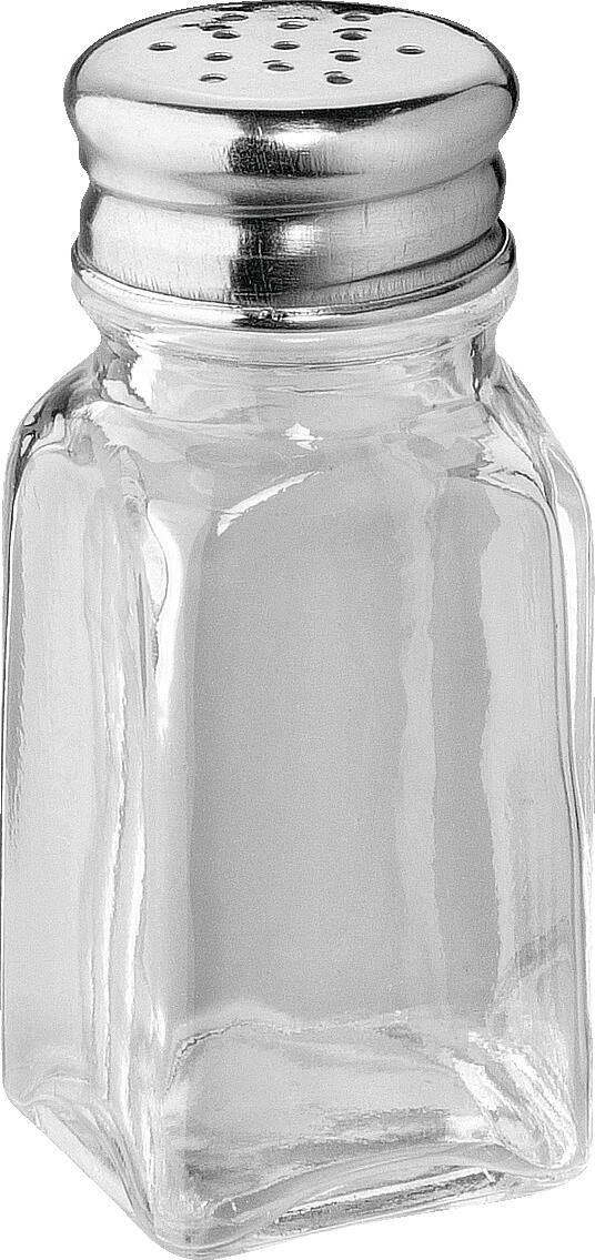 PULSIVA Limu Spice Shaker, 9.5 cm Glass Body with 18/8 Chrome-Nickel Stainless Steel Cap, Silver and Transparent, Rust-Resistant and Dishwasher Safe