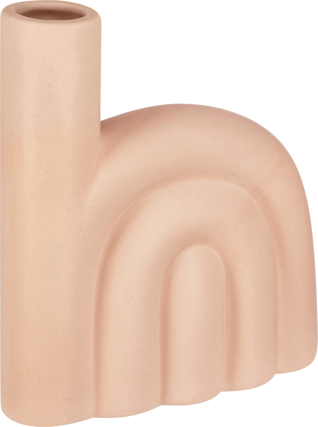 Vaza din Ceramică Vega Sami, Mărime Mare, Formă de Curcubeu, Bej, Impermeabilă cu Glisoare de Cauciuc, 16.2 x 5.3 x 18 cm