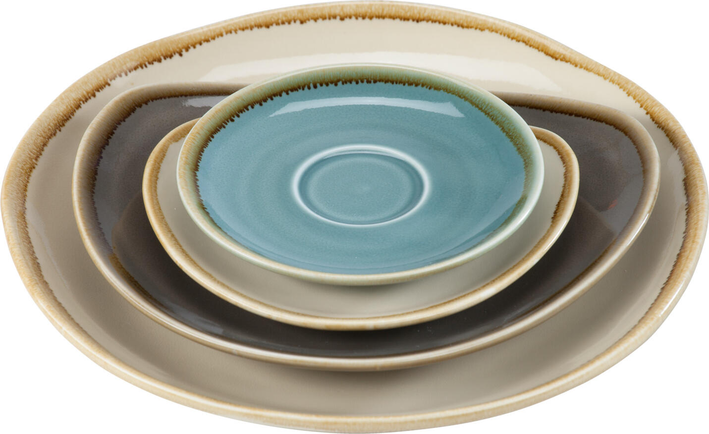 Pulsiva Glaze 2.0 Round Flat Plate, Glazed Porcelain, 27 cm, Sand Color, Irregular Decorative Rim, Stackable, Dishwasher Safe