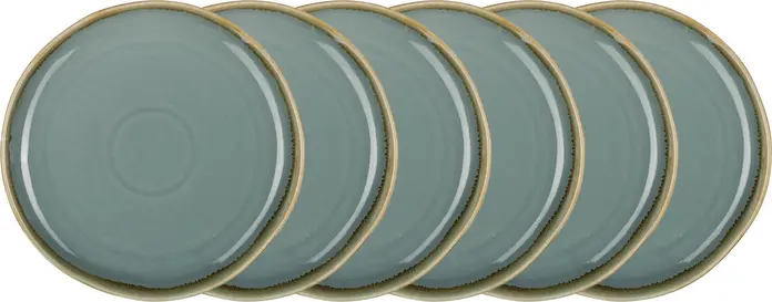 Pulsiva Glaze 2.0 Round Flat Plate, 27 cm Glazed Porcelain, Blue with Decorative Irregular Rim, Dishwasher Safe, Stackable