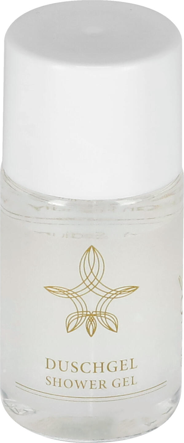 Gel de dus pentru hotel V-Touch Klassik, cu Aloe Vera, mentă și muscat, vegan, testat dermatologic, flacon mini de 20 ml