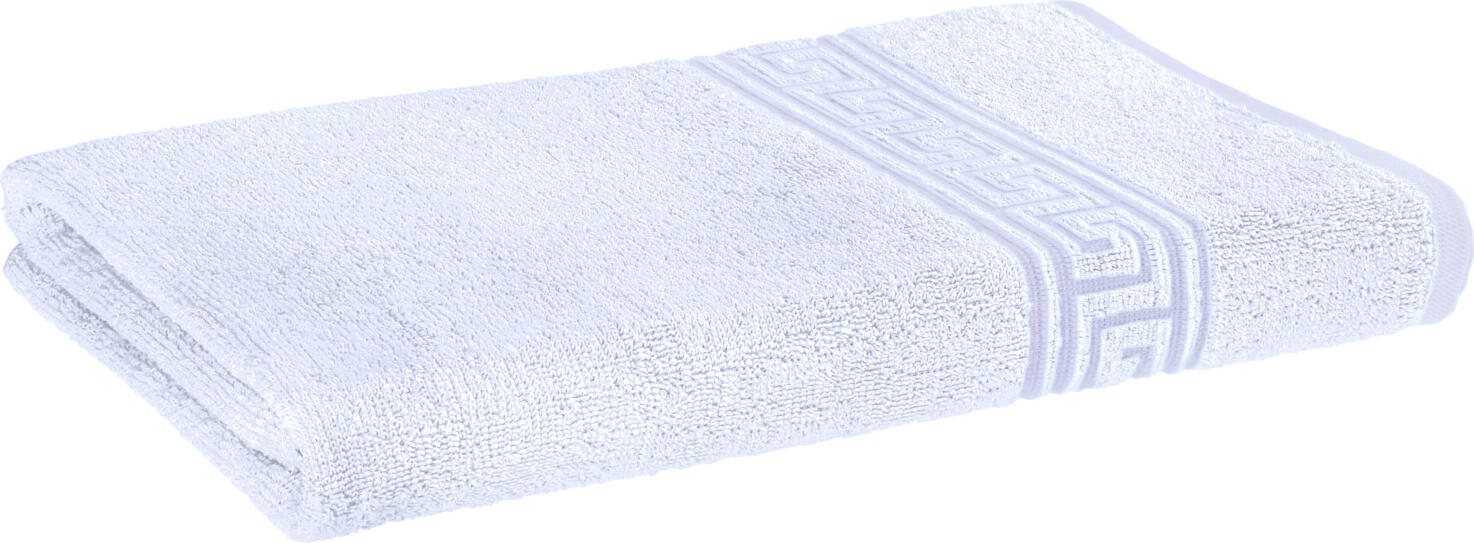PULSIVA LUSINI Solutions GmbH Towel Athen Handtuch Athen Towel Athen; 50x100 cm (WxL); blue; 10 piece / pack Handtuch Athen; 50x100 cm (BxL); blau; 10 Stück / Pack 100% cotton. Weight approx. 400 g/m². Twisted terry hand towel with Greek border. Durable and absorbent in subtle pastel shades. Personalization possible. 100 % Baumwolle. Gewicht ca. 400 g/m². Zwirnfrottier Handtuch mit griechischer Bordüre. Langlebig und saugfähig in dezenten Pastelltönen. Personalisierung möglich.