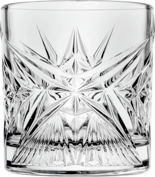 Pasabahce Cielo Crystalline Glass Drinking Glass 350ml, Modern Relief Pattern with Ice Bottom, Dishwasher Safe, Transparent High Brilliance
