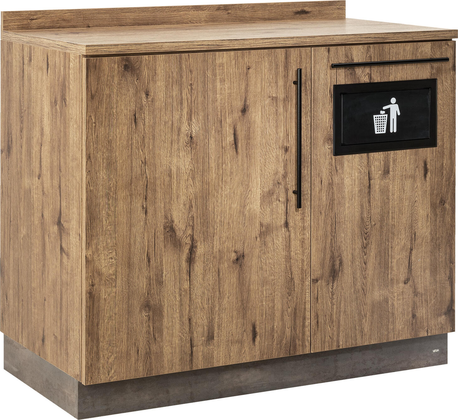 VEGA LUSINI Solutions GmbH Serving station Baristo Basic with waste system Servicestation Baristo Basic, mit Abfallsystem Serving station Baristo Basic with waste system; 110x61x99.5 cm (WxDxH); antique oak, handle black Servicestation Baristo Basic, mit Abfallsystem; 110x61x99.5 cm (BxTxH); eiche antik, Griff schwarz The Baristo Basic service station is the perfect piece of furniture for restaurants, cafés, bakeries or business areas, whether as a self-service coffee station or service point in everyday catering. There is space for professional coffee machines, cash register systems or menus and everything that needs to be within easy reach on the robust shelf. Maximum load of the work surface 80 kg. The Baristo Basic system consists of wood-based panels. * 2 different colour versions available * Hinged door with high-quality hinges and two height-adjustable shelves (max. load 25 kg per shelf) * Includes built-in waste disposal flap and integrated waste system * 20 litre waste bin capacity * Floor levelling feet * Back with decorative coating for free-standing positioning in the room * Delivered assembled * Suitable for indoor use only Die Service-Station Baristo Basic ist das perfekte Mobiliar für Restaurant, Café, Bäckerei oder Businessbereich, ob als Self-Service Kaffeestation oder Servicepoint im Gastroalltag. Auf der robusten Ablagefläche finden Profi-Kaffeemaschinen, Kassensysteme oder Speisekarten Platz und alles, was schnell griffbereit sein soll. Maximale Belastung der Arbeitsfläche 80 kg. Das System Baristo Basic besteht aus Holzwerkstoffplatten. * 2 unterschiedliche Farbausführungen verfügbar * Drehtüre mit hochwertigen Topfbändern und zwei höhenverstellbare Fachböden (max. Belastung 25 kg pro Boden) * inklusive eingebaute Abfall-Abwurfklappe und integriertes Müllsystem * Fassungsvermögen Abfalleimer 20 Liter * bodenausgleichende Stellfüße * Rückseite mit dekorativen Beschichtung zum freien Stellen im Raum * wird montiert geliefert * nur für den Innenbereich geeignet