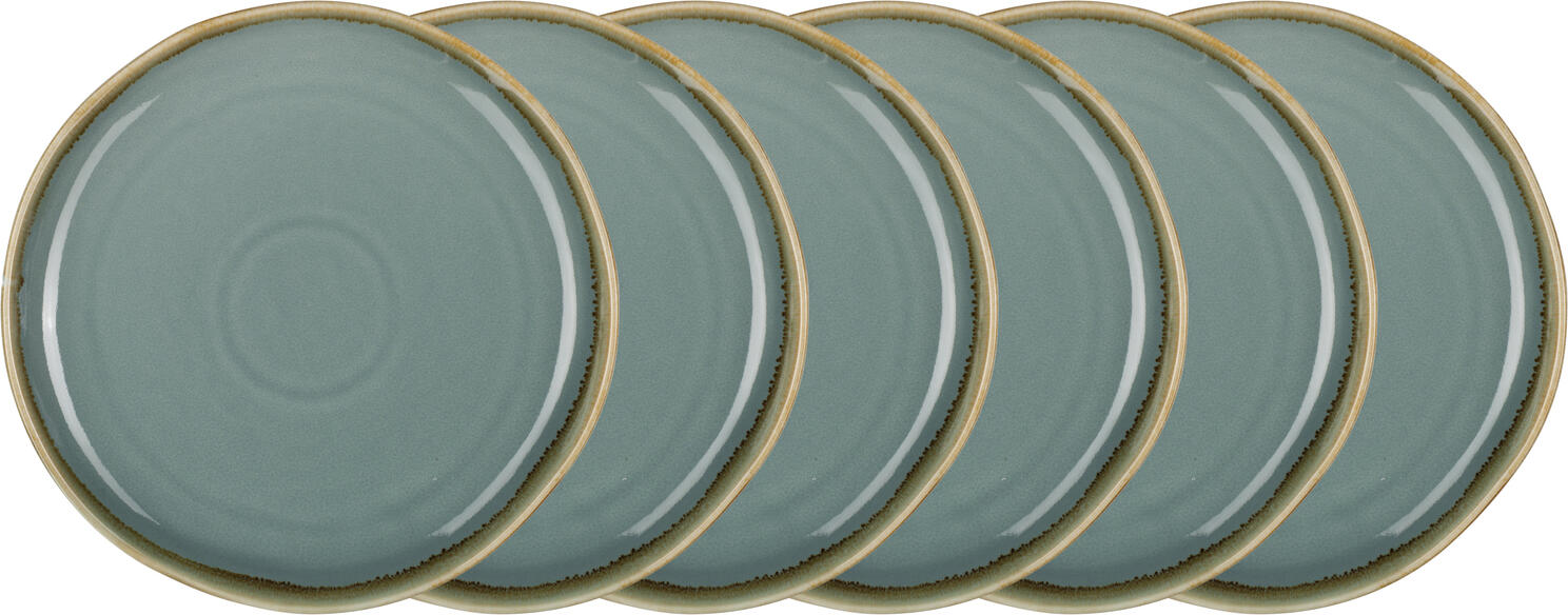 PULSIVA Glaze 2.0 Round Flat Plate, 20 cm, Blue Glazed Porcelain, Decorative Irregular Rim, Dishwasher Safe, Stackable, Food-Safe