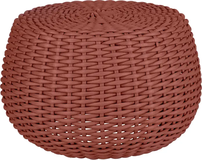 VEGA Tavano 2-in-1 Outdoor Pouf and Side Table, Rope Wicker, Aluminium Frame, 60cm Diameter, Terracotta Mottled, Weatherproof UV-Resistant