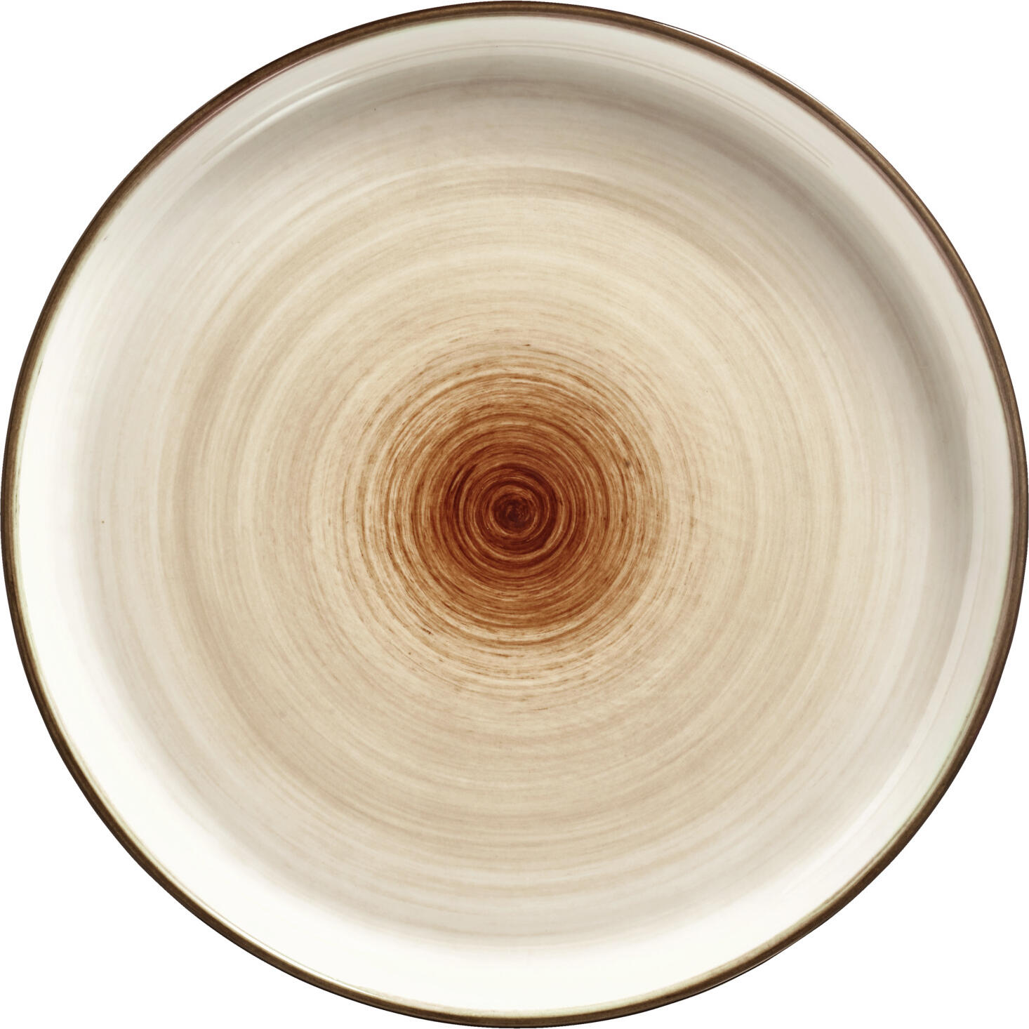 VEGA Limaro Porcelain Flat Plate, 21 cm Round Brown Dish, Snail Spiral Design with Raised Colored Rim, Microwave and Dishwasher Safe