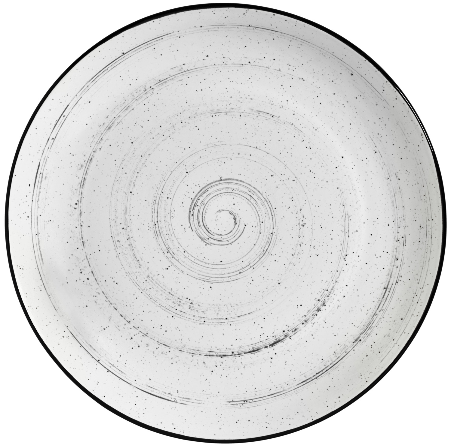 VEGA LUSINI Solutions GmbH Plate Fungio flat Teller Fungio flach Plate Fungio flat; 27 cm (Ø); white/black; round; 4 piece / pack Teller Fungio flach; 27 cm (Ø); weiß/schwarz; rund; 4 Stück / Pack Porcelain flat plate in the current vintage look. White with decorative black rim and small irregular speckles. Without flag. Dishwasher safe and microwaveable. Flacher Teller aus Porzellan im aktuellen Vintage-Look. Weiß mit dekorativem schwarzem Rand und kleinen unregelmäßigen Sprenkeln. Ohne Fahne. Spülmaschinenfest und mikrowellengeeignet.
