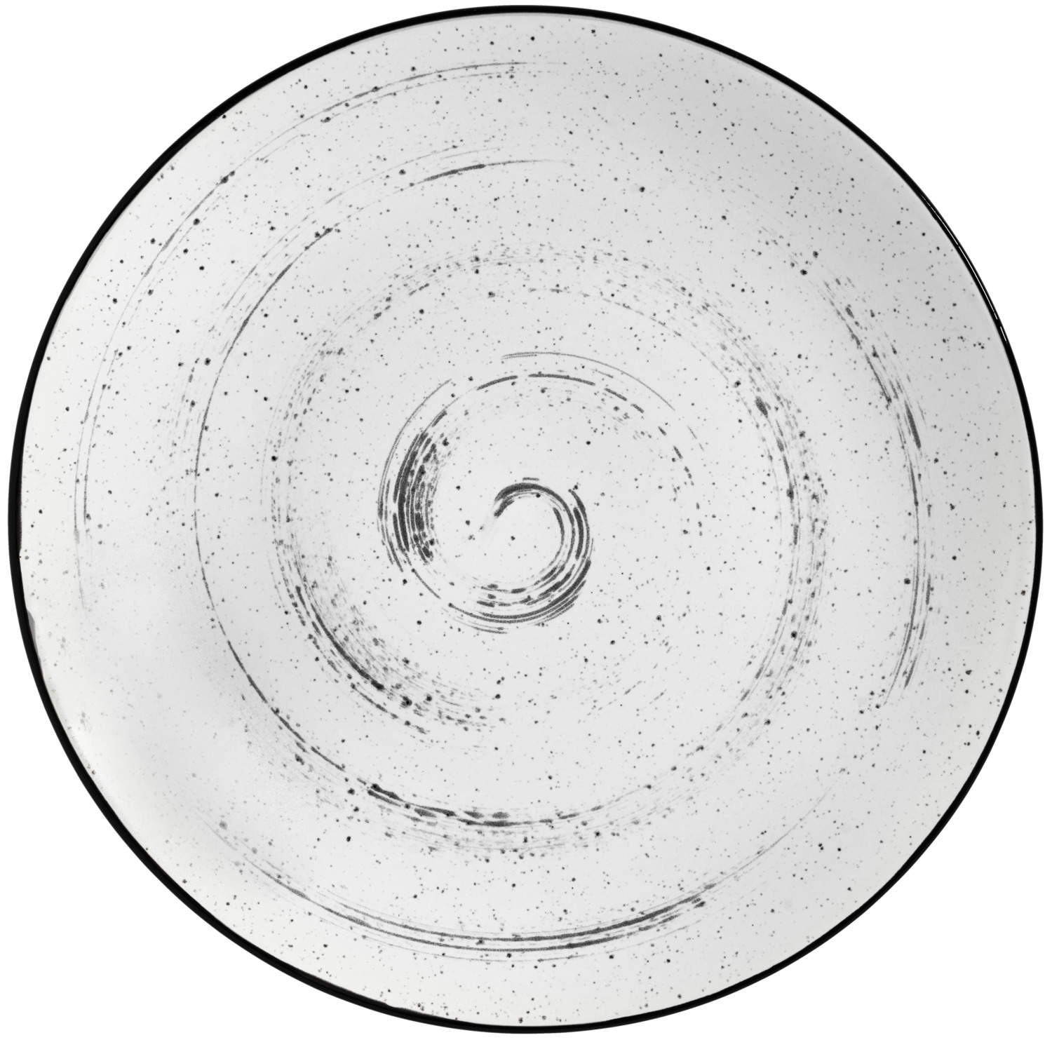 VEGA LUSINI Solutions GmbH Plate Fungio flat Teller Fungio flach Plate Fungio flat; 21.5 cm (Ø); white/black; round; 6 piece / pack Teller Fungio flach; 21.5 cm (Ø); weiß/schwarz; rund; 6 Stück / Pack Porcelain flat plate in the current vintage look. White with decorative black rim and small irregular speckles. Without flag. Dishwasher safe and microwaveable. Flacher Teller aus Porzellan im aktuellen Vintage-Look. Weiß mit dekorativem schwarzem Rand und kleinen unregelmäßigen Sprenkeln. Ohne Fahne. Spülmaschinenfest und mikrowellengeeignet.