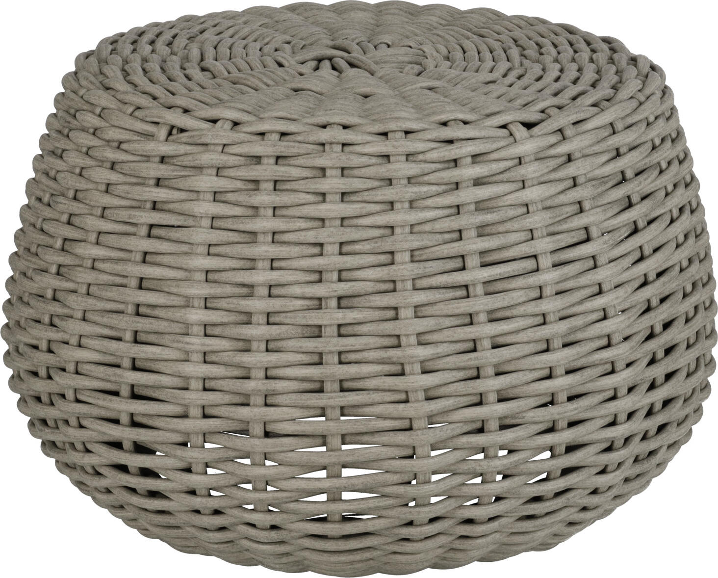Puf Exterior si Masa Laterala 2-in-1 VEGA Tavano, Impletit din Sfoara, Cadru Aluminiu, Rezistent la UV si Intemperii, Diametru 60cm, Gri Melange