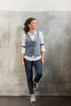Jobeline Blake Women's Chambray Waistcoat Vest, Size 48, 100% Cotton, 4-Button Placket, Adjustable Back, Pre-washed Finish
