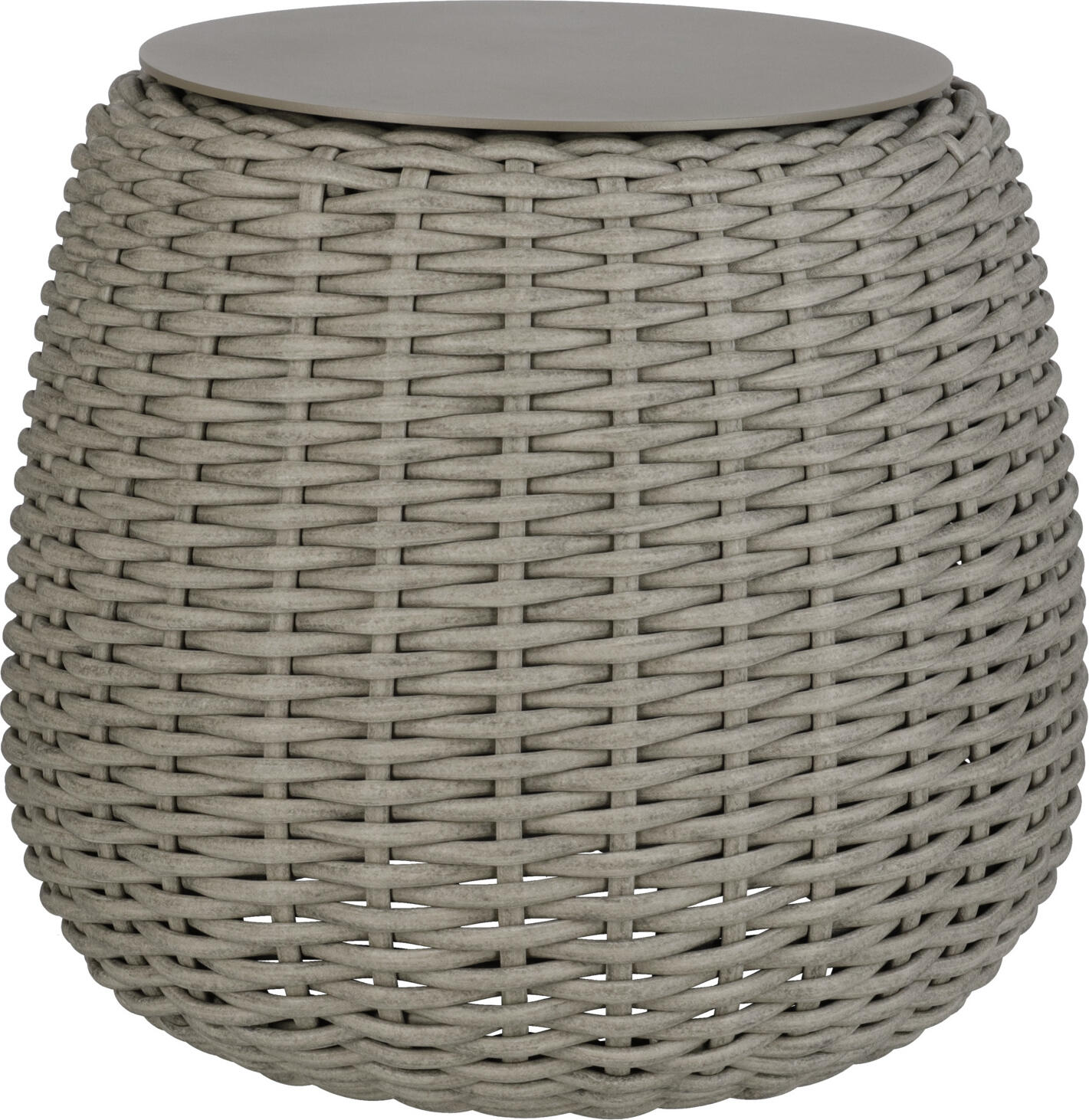 VEGA Tavano Outdoor Pouf and Side Table 2-in-1, Rope Wicker, Aluminium Frame, Grey Mottled, 55cm Diameter, Weatherproof UV-Resistant