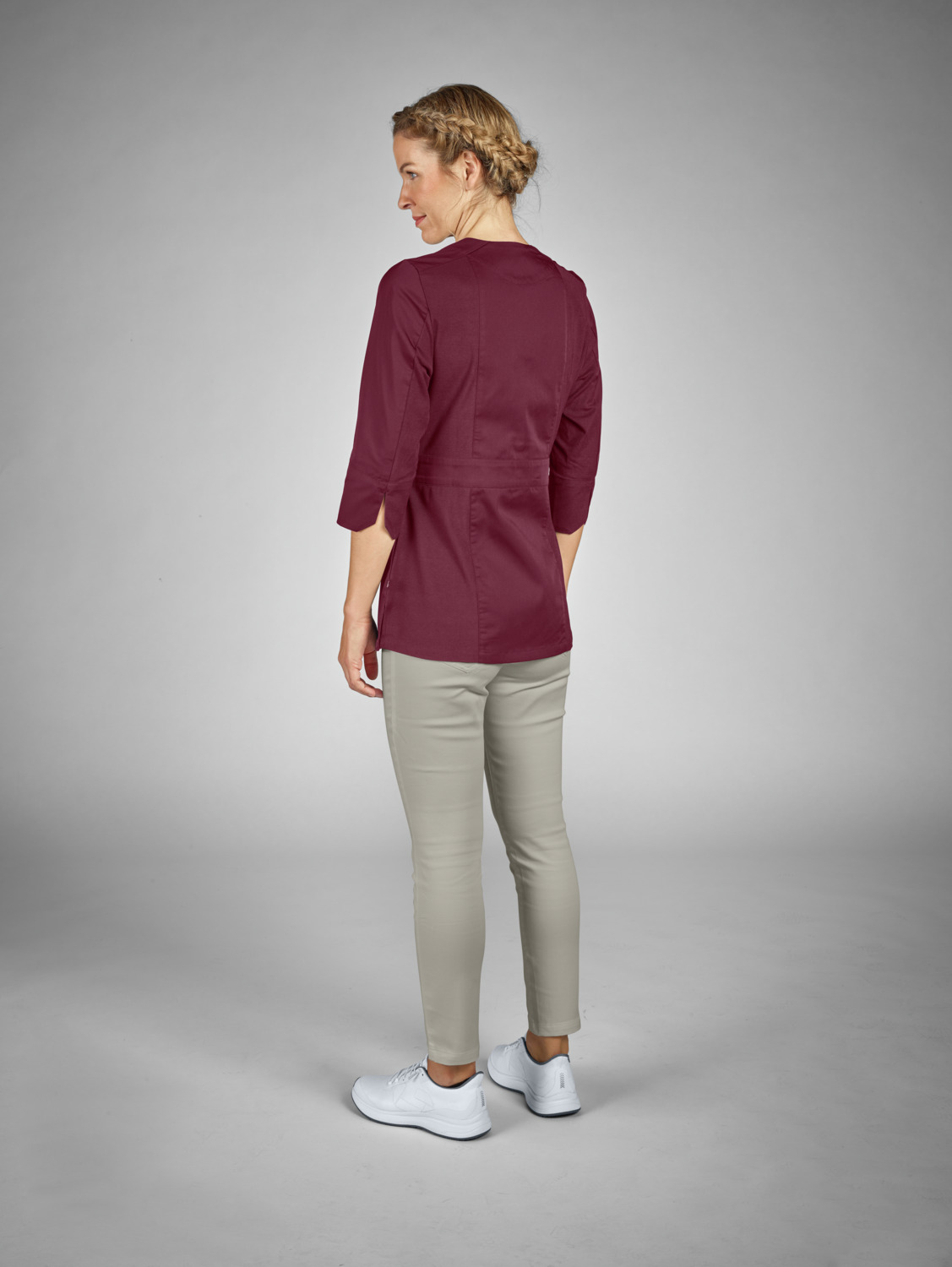 Jobeline Paloma Women's Tunic, Three-Quarter Sleeve Kasack, Polyester Cotton Blend, V-Neck with Snap Button Placket, OEKO-TEX Standard 100