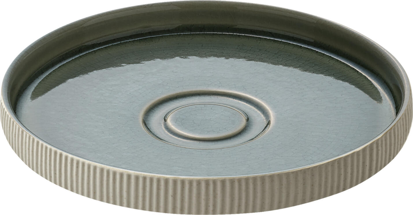 BHS tabletop Nara Relief Stoneware Saucer, Grey, 15 cm Diameter, Craquelle Glaze, Professional Gastronomy Dishware