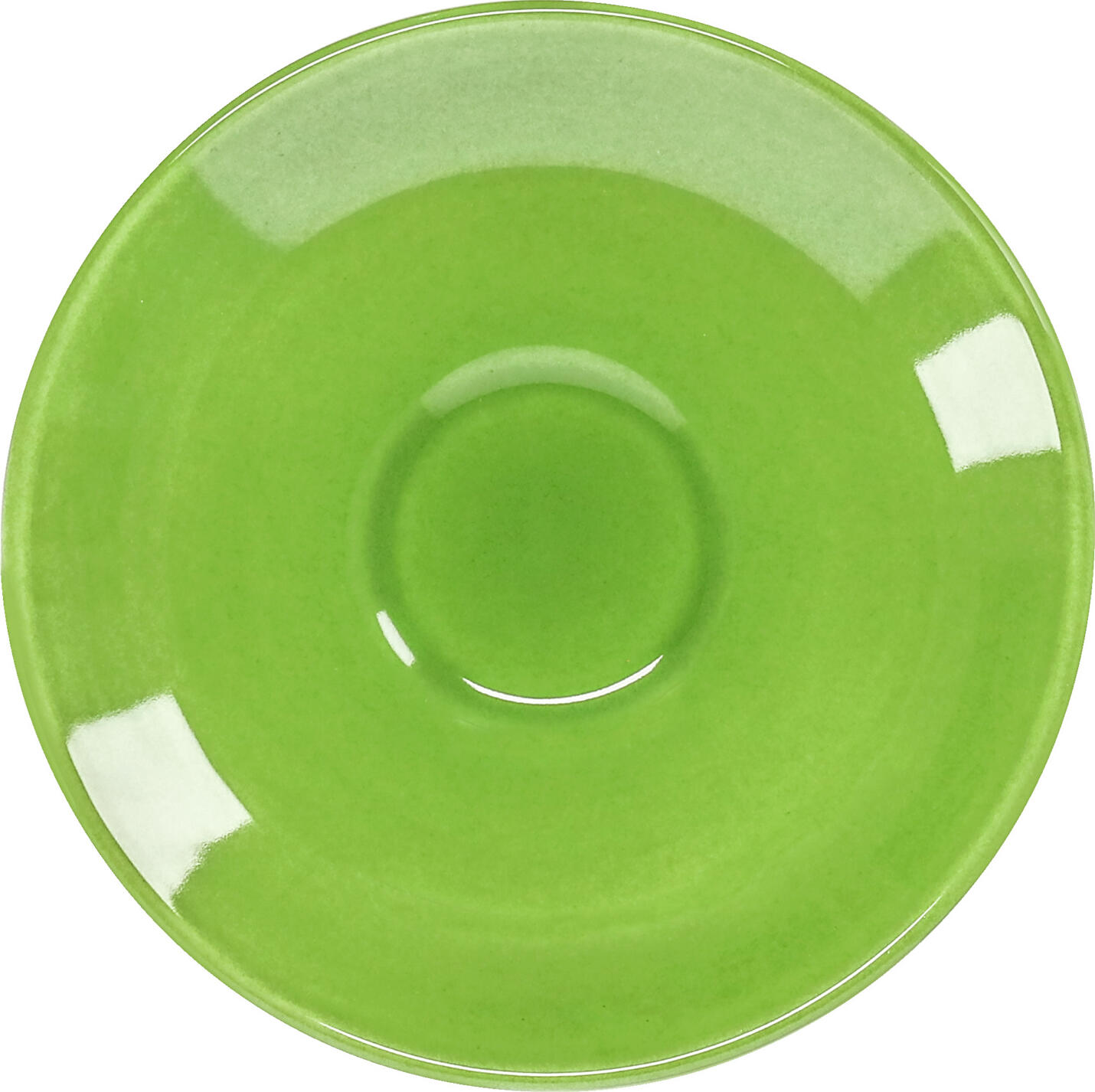 PULSIVA Joy 2.0 Espresso Saucers, 12.5 cm Round Porcelain Plates, Color: Green, Dishwasher and Microwave Safe, Stackable Sturdy Design