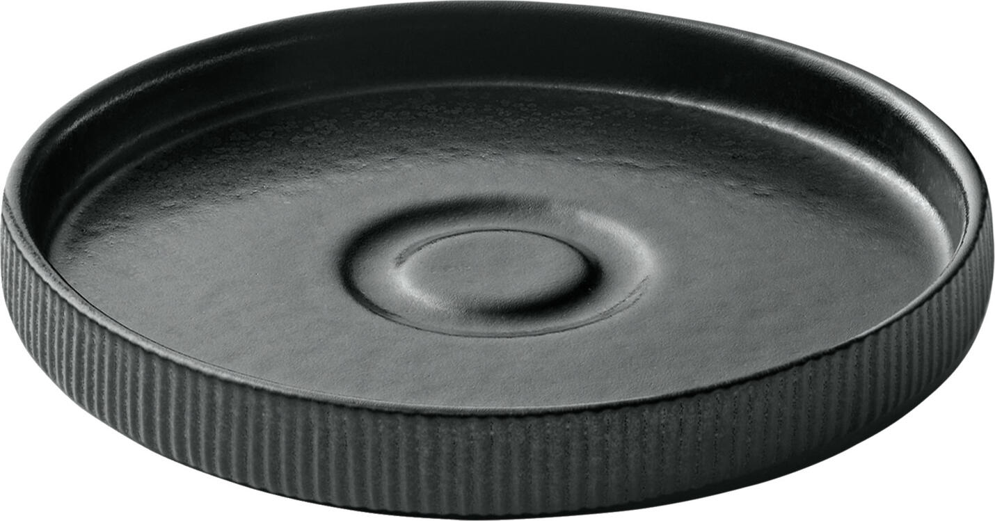 BHS tabletop Nara Relief Stoneware Saucer, Black, 15 cm Diameter, Craquelle Glaze, Professional Gastronomy Dishware