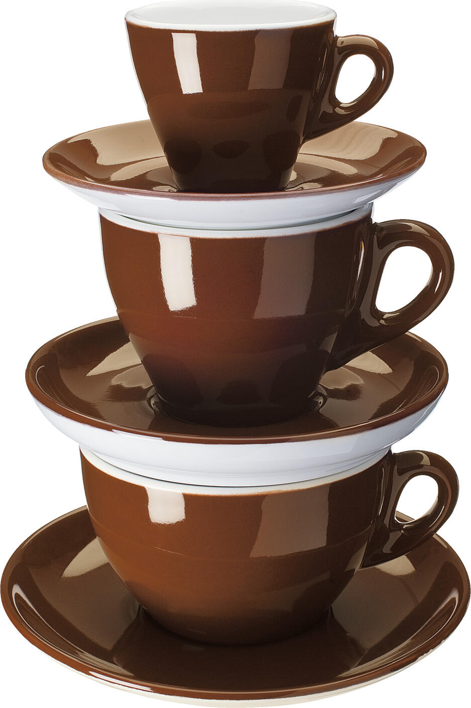 PULSIVA Joy 2.0 Espresso Saucers, 12.5 cm Round Porcelain Plates, Brown, Dishwasher and Microwave Safe, Stackable Sturdy Design