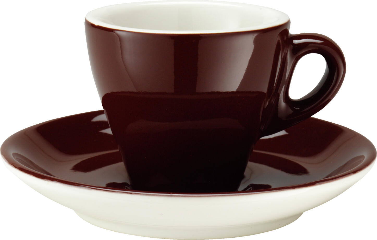 PULSIVA Joy 2.0 Espresso Saucers, 12.5 cm Round Porcelain Plates, Brown, Dishwasher and Microwave Safe, Stackable Sturdy Design