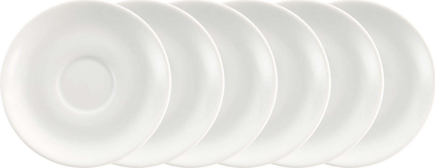 PULSIVA Joy 2.0 Espresso Saucers, White Porcelain, 12.5 cm Diameter, Dishwasher and Microwave Safe, Stackable and Robust Design