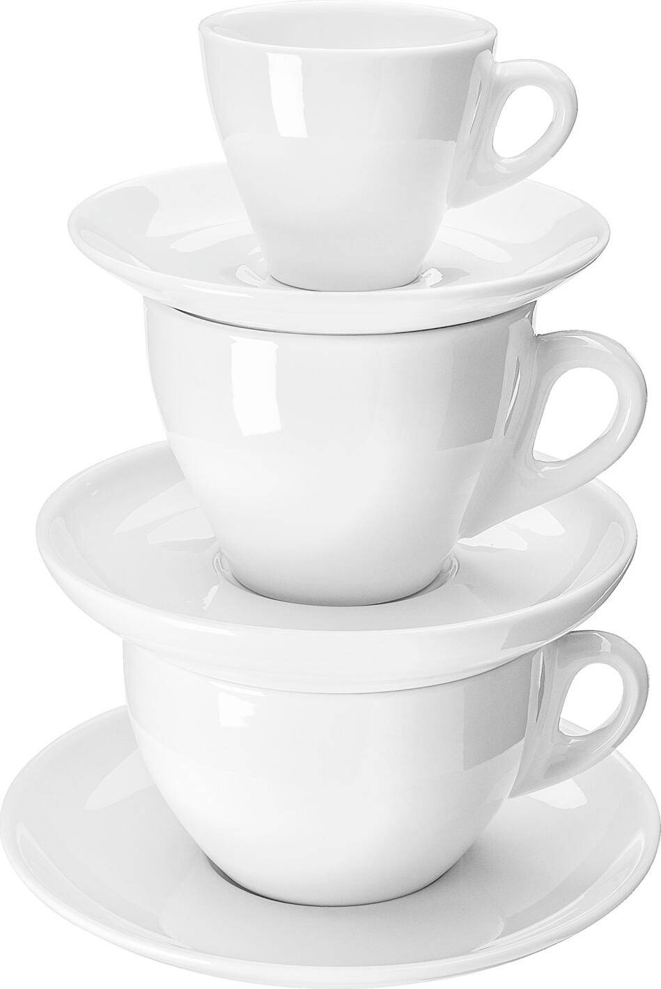 PULSIVA Joy 2.0 Espresso Saucers, White Porcelain, 12.5 cm Diameter, Dishwasher and Microwave Safe, Stackable and Robust Design